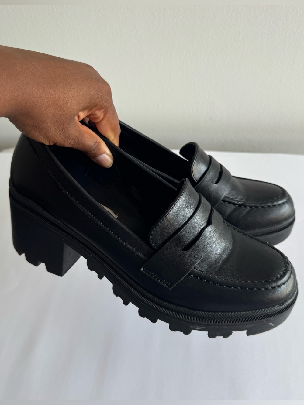 Mudd Chunky Black Heeled Loafers